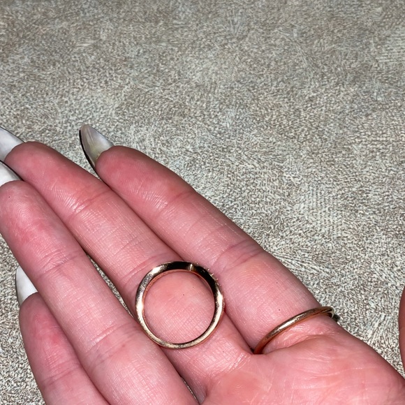 Pandora rose gold tear drop halo ring and and princess wishbone ring stack - Picture 6 of 8